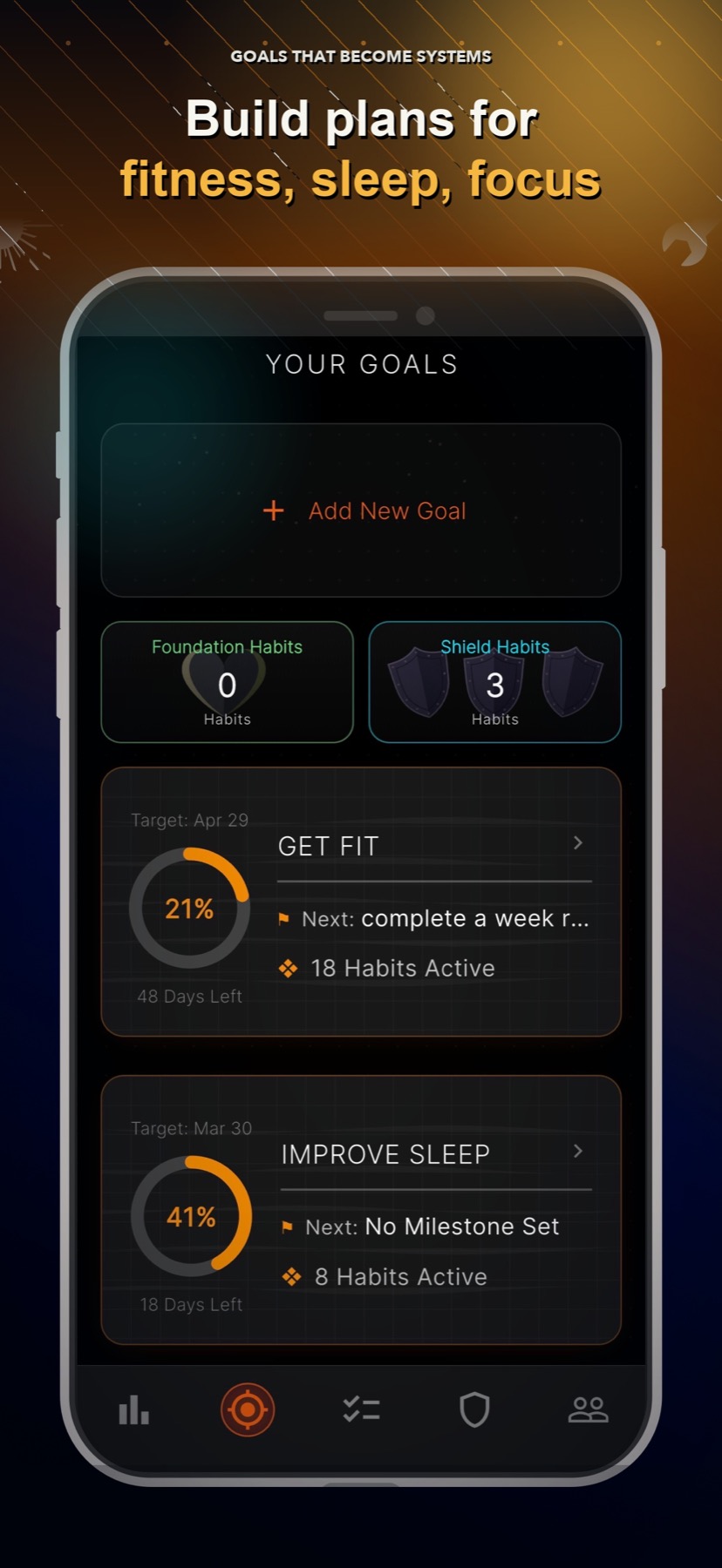 LyfeArc goal plans for fitness, sleep, and focus.